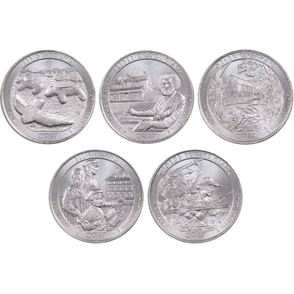 2017 P National Park Quarter 5 Coin Set Uncirculated Mint State 25c Collectible
