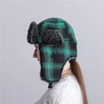 thumbnail image 3 of Windfall Unisex Plaid Winter Trooper Hat Earflap Hat Ushanka with Windproof Ear Flap Chin Strap for Men and Women, 3 of 5