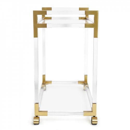 Acrylic Gold Bar Cart With Glass Top