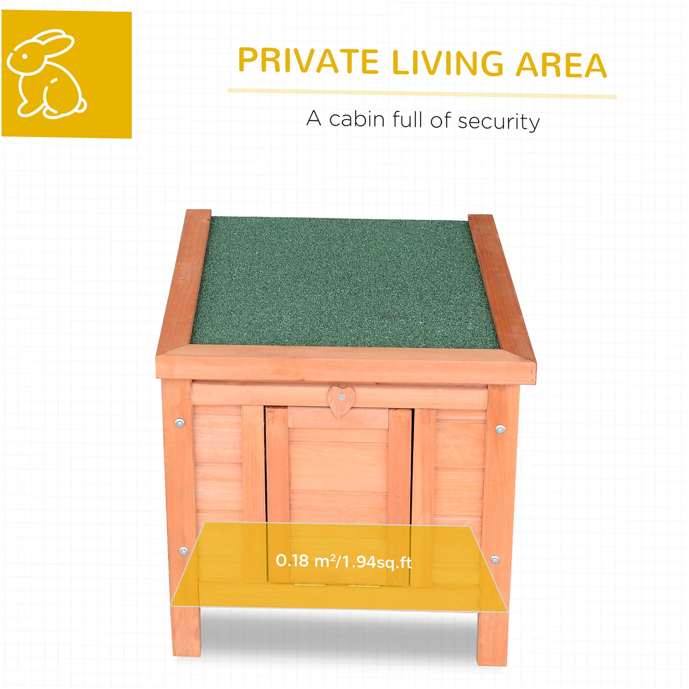 JERFIT Outdoor Rabbit Hutch with Waterproof Roof, Small Animal Cage Wooden House for Rabbits, Guinea Pigs, Ducks, Puppies, Raised Floor, Easy-Clean, Weather Resistant, Natural