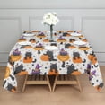 thumbnail image 3 of Halloween Black Cats with Pumpkins and Witch Hats Square Tablecloth,Waterproof Square Table Cover,Wipeable Spillproof Washable Table Cover for Home Kitchen Party Decor 60"x60"(152x152cm), 3 of 6
