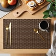 thumbnail image 2 of Dark Brown Rattan Placemats Set of 6, Vintage Abstract Wicker Texture Placemats for Dining Table, Place Mats for Kitchen Tabletop, Waterproof Wipeable Dining Table Mats Set, 2 of 9