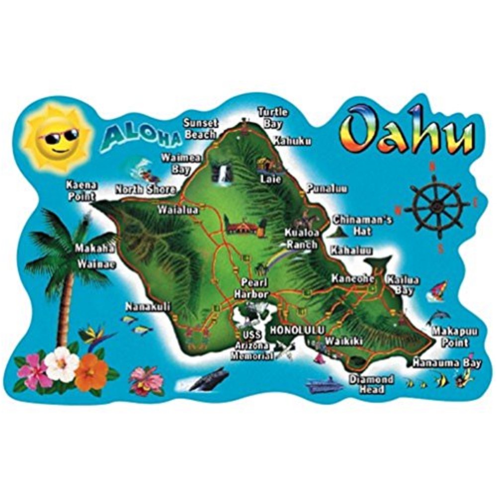 Hawaii Magnet Flat Plastic Oahu Map - Walmart.com - Walmart.com