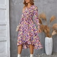 thumbnail image 4 of WTOBBY Women's Floral Pattern Tunic Long Sleeve Dress with Waist Tie Casual Flowy Silhouette for Everyday Elegance Versatile Print Design for Spring and Fall,Pink M, 4 of 7