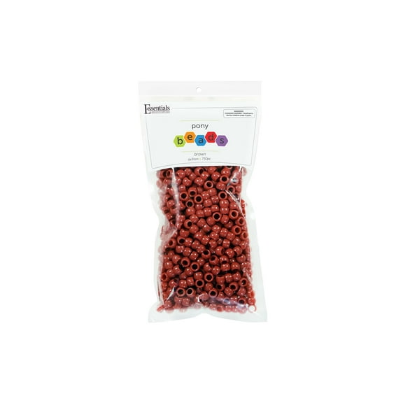 Essentials by Leisure Arts Pony Beads, 6x9mm, Neutral Brown, 750pc – Bracelet Making Kit for Jewelry and Kandi Crafts – Bulk Craft Beads for Friendship Bracelets and DIY Projects