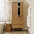 thumbnail image 2 of Teamson Home Tremolo Modern Boho Linen Storage Cabinet with Adjustable Shelves & 3 Drawers, Push-Open Doors with Solid Wood & Fluted Fronts, 2 of 10