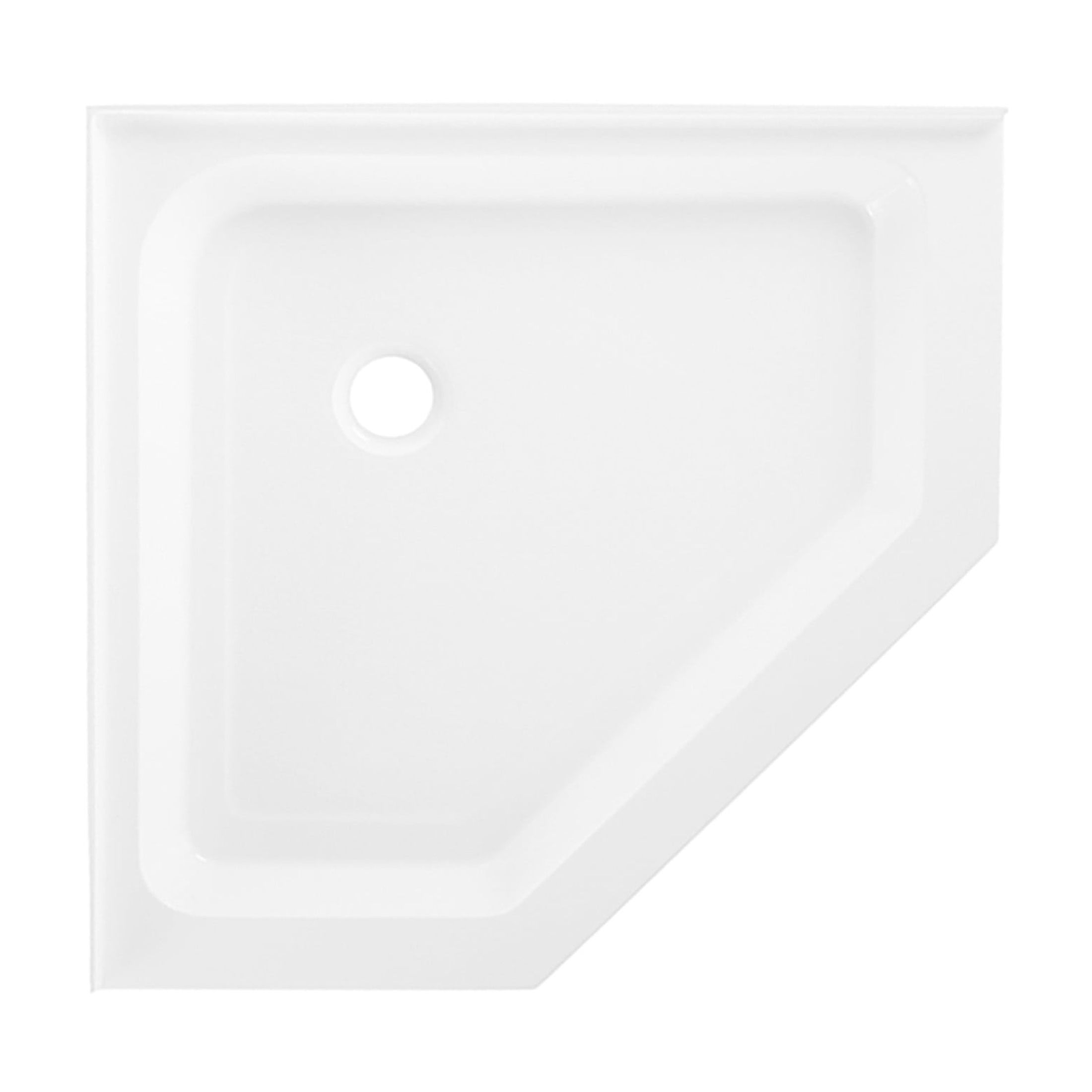 Voltaire 42" x 42" Acrylic White, Single-Threshold, Center Drain, Neo-angle Shower Base