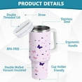thumbnail image 4 of Pink Butterflies Water Bottles 30oz Insulated Tumblers Double-Walled Ergonomic Handle Leak Proof, 4 of 10