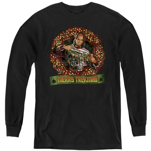 Star Trek Christmas Merry Trekmas Kids Long Sleeve T-Shirt for Youth Boys and Girls