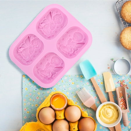 

Household Kitchen 4 Grids Angel Pattern Silicone Baking Cooking Cake Mold DIY Tool