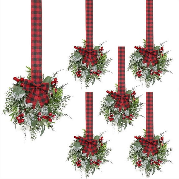 Classic Christmas Window Wreath Set - Reusable Holiday Decor for Home and Office, 6-Pack