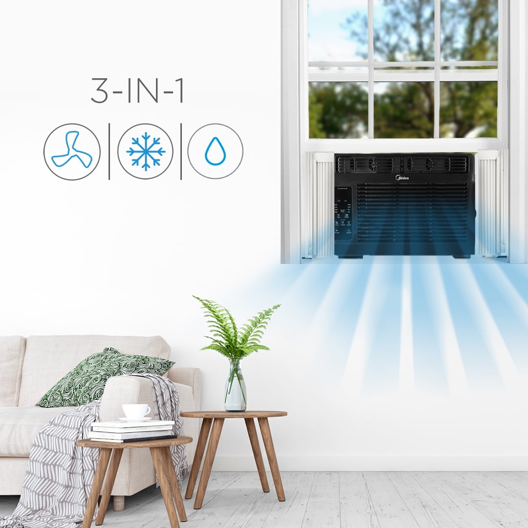 Midea 6,000 BTU 115V Window Air Conditioner with Comfort Sense Remote, White, MAW06R1WWT