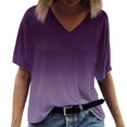 thumbnail image 2 of Tshirts Women Trendy Women's V-neck Short-sleeved Fashionable Gradient Printed Top, 2 of 5