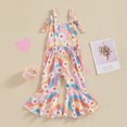 thumbnail image 6 of Douhoow Toddler Baby Girl Floral Jumpsuits Romper Baby Daisy Print Overalls Straps Bell Bottom Flare Pants, 6 of 9