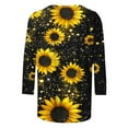 thumbnail image 4 of CYMMPU Shirts Floral Printed 3/4 Length Sleeve Summer Fall Basic Tees Crewneck Plus Size Tunic Tops Business Work Blouses Vintage 2025 Clothes for Women Black XXXXL, 4 of 5