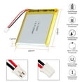 thumbnail image 3 of YDL 3.7V 2500mAh Battery 724957 Lithium Polymer Ion Rechargeable Li-ion Li-Po Battery with 2P PH 2.0mm Pitch Connector, 3 of 5