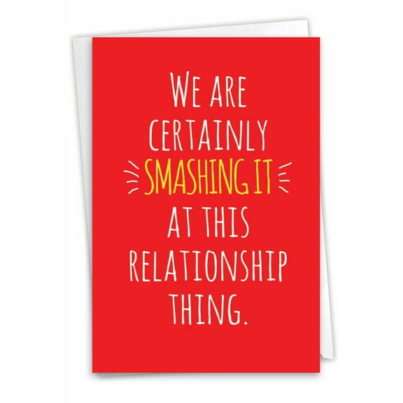 NobleWorks Funny Anniversary Greeting Card with 5 x 7 Inch Envelope (1 Card) Couple, Husband, Wife, Parents Anniversary Congratulations Smashing Relationship C10258ANG