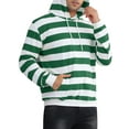 thumbnail image 4 of INSPIRE CHIC Men's Sweatershirts Stripes Hoodie Front Pocket Drawstring Long Sleeve Pullover Sweatshirts L Green White, 4 of 6