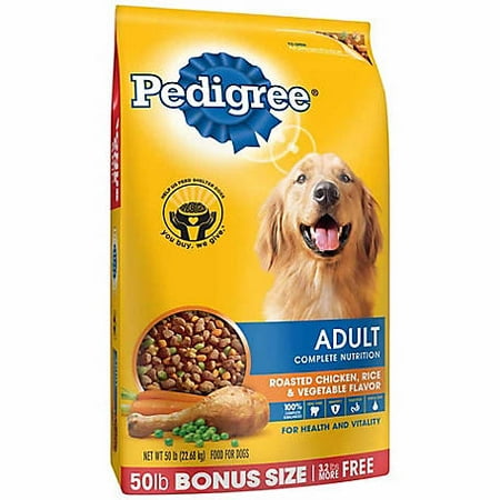 Pedigree Adult Complete Nutrition Roasted Chicken, Rice & Vegetable Flavor Dry Dog Food 50 lb. (Best Dog Foods On The Market)