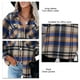 thumbnail image 3 of Blusa abotonada, camisa a cuadros con botones de manga larga para mujer Camisa a cuadros de manga larga diseñada para el futuro, 3 of 4