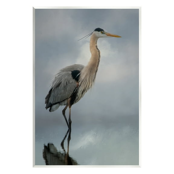 Stupell Perched Egret Water Reflection Animals & Insects Photography Wall Plaque Unframed Art Print Wall Art
