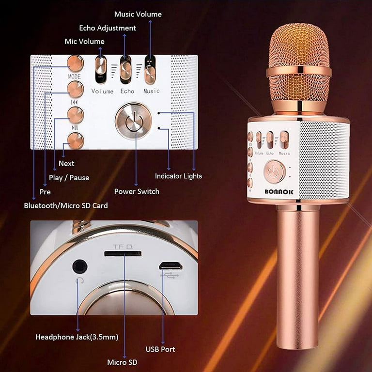 PAIR OF Wireless MicrophoneS, Karaoke Mic, UHF Rose Gold Microphones