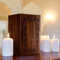 thumbnail image 6 of SOULURNS - Border Engraved Rosewood Cremation Urns for Human Ashes Adult Male Female - Wooden Decorative Urns Box and Casket for Men Women Child - Burial Urn for Adults with Velvet Bag, 6 of 6