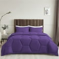 thumbnail image 2 of 5 Piece Honeycomb Design Comforter Set, 800 TC, 100% Egyptian Cotton, Oversized Super King Size Purple Solid, 2 of 5