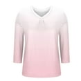 thumbnail image 6 of THDHVS Womens Tops Long Sleeve,Shirts for Women,Ladies' Fashion Solid-color Gradient Base T-shirt 3/4 Length Three-quarter Sleeve V-neck Top/shirt Pink XL, 6 of 7