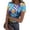 Blue(Floral Print), variant on Summer Tops for Women Short Sleeve Ribbed Knit Slim Fitted Hawaiian Shirts for Women Cute Tropical Crew Neck Womens Tops Trendy Tight Stretch Holiday Tees Shirts Orange XL