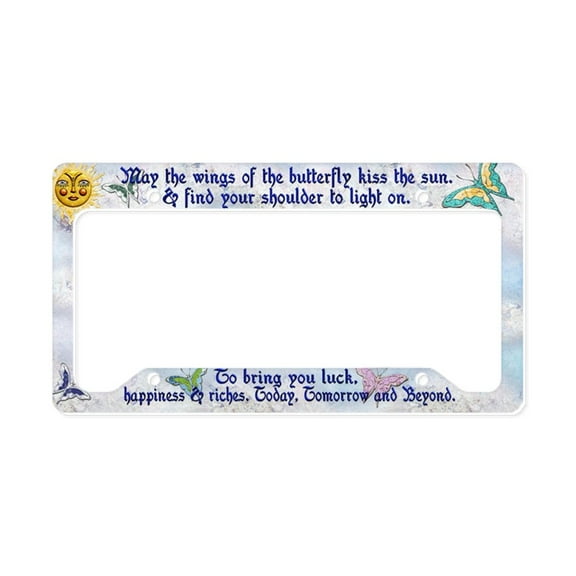 CafePress Harvest Moons Butterfly Kiss Aluminum License Plate Frame, 12" x 6"