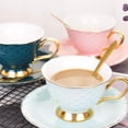 thumbnail image 7 of CATPAN Blue Vintage 8 Ounces Porcelain Coffee Cup, Tea Cup and Saucer Set and Saucer with Decorative Scale Pattern, vintage, 7 of 7