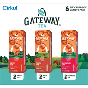 Cirkul Gateway Tea Flavor Cartridge Variety Pack, Drink Mix, 6-Pack (2 Sweet Tea, 2 Raspberry Tea, 2 Peach Tea)