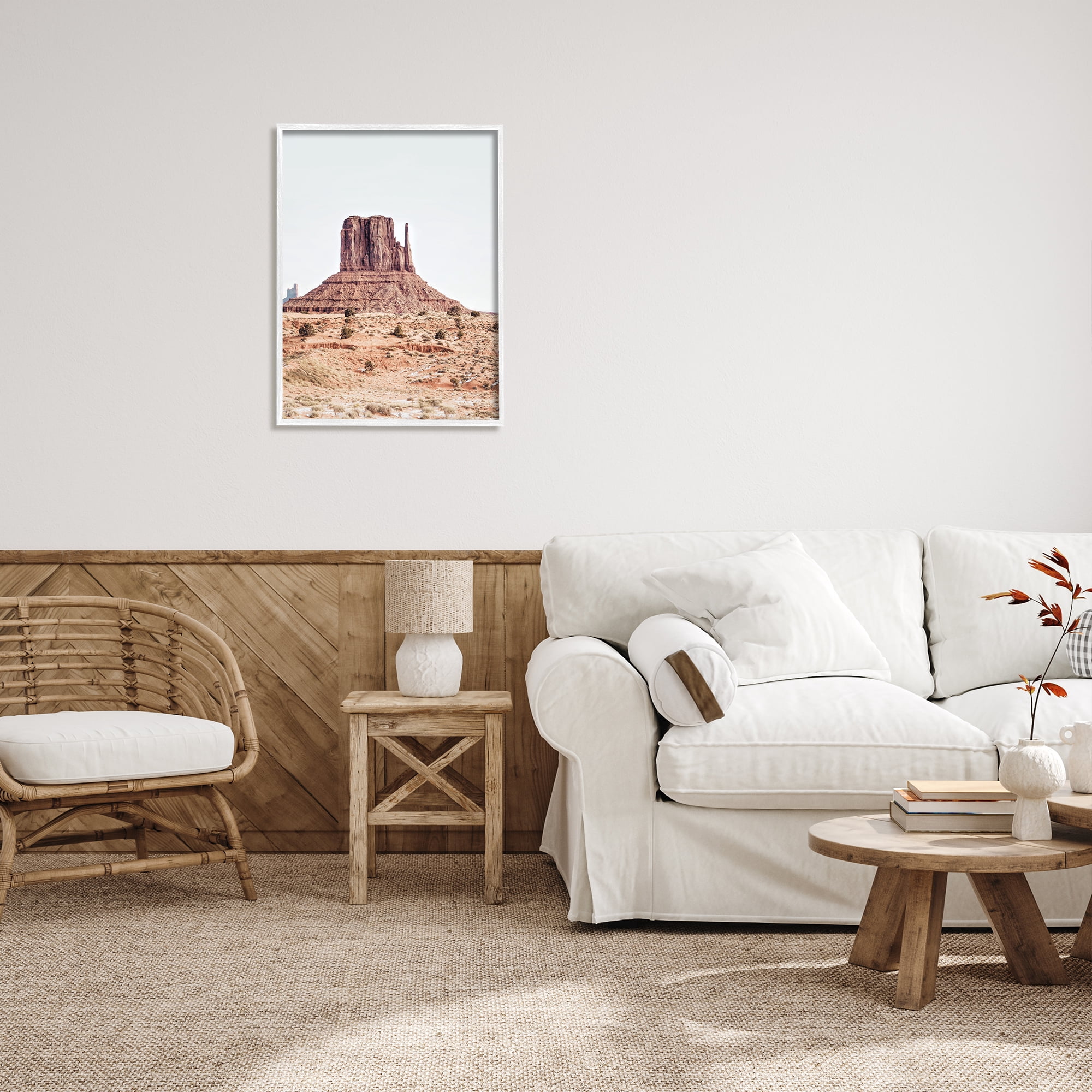 Stupell Industries Desert Mesa Photography Nature Photography White Framed Art Print Wall Art, 24 x 30