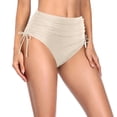 thumbnail image 2 of Women Bikini Bottoms Sexy Ruched Swim Bottom Swimsuit High Waist Half Coverage Tankini Shorts Beige L, 2 of 4