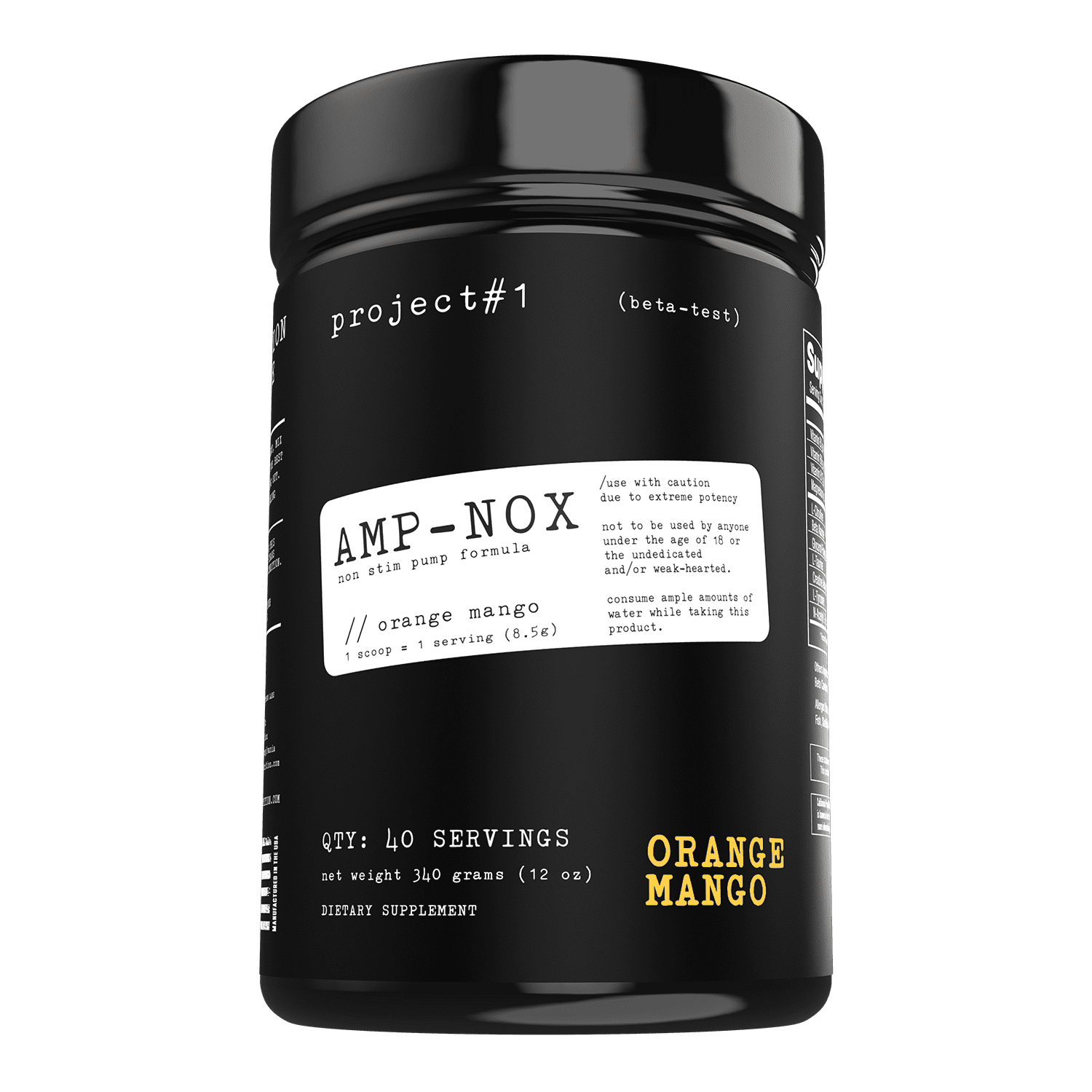 Project 1 Nutrition AMP-NOX Pre-Workout & Protein Powder, Orange Mango Flavor, 40 Servings