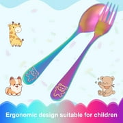 Jetcloudlive 10 Pieces Kids Silverware Set, Stainless Steel Toddler Utensils, Rainbow Kids Cutlery Set, Kids Forks and Spoons Includes 5 Forks, 5 Spoons