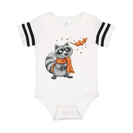 

Inktastic Cute Raccoon with Scarf with Orange Autumn Leaf Gift Baby Boy or Baby Girl Bodysuit