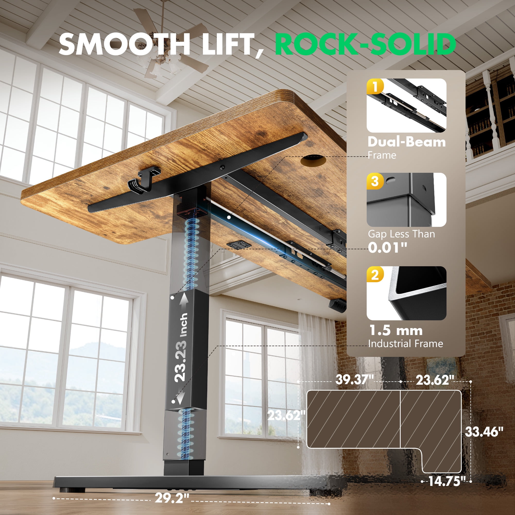 L-Shaped Electric Standing Desk, Adjustable Height Corner Desk with Memory Controller, Heavy-Duty Steel Frame, Quiet Motor, 200 lb Capacity