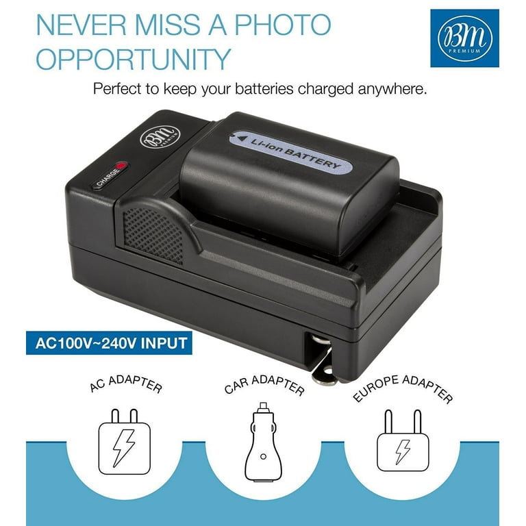 BM Premium NP-FH50 Batteries and Charger for Sony Cyber-Shot DSC