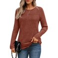 thumbnail image 2 of Women'S Lace Long Sleeve Shirt Fall Top Fashion Dreesy Casual Tunic Sweaters Mesh Clothes Caramel Color M, 2 of 8