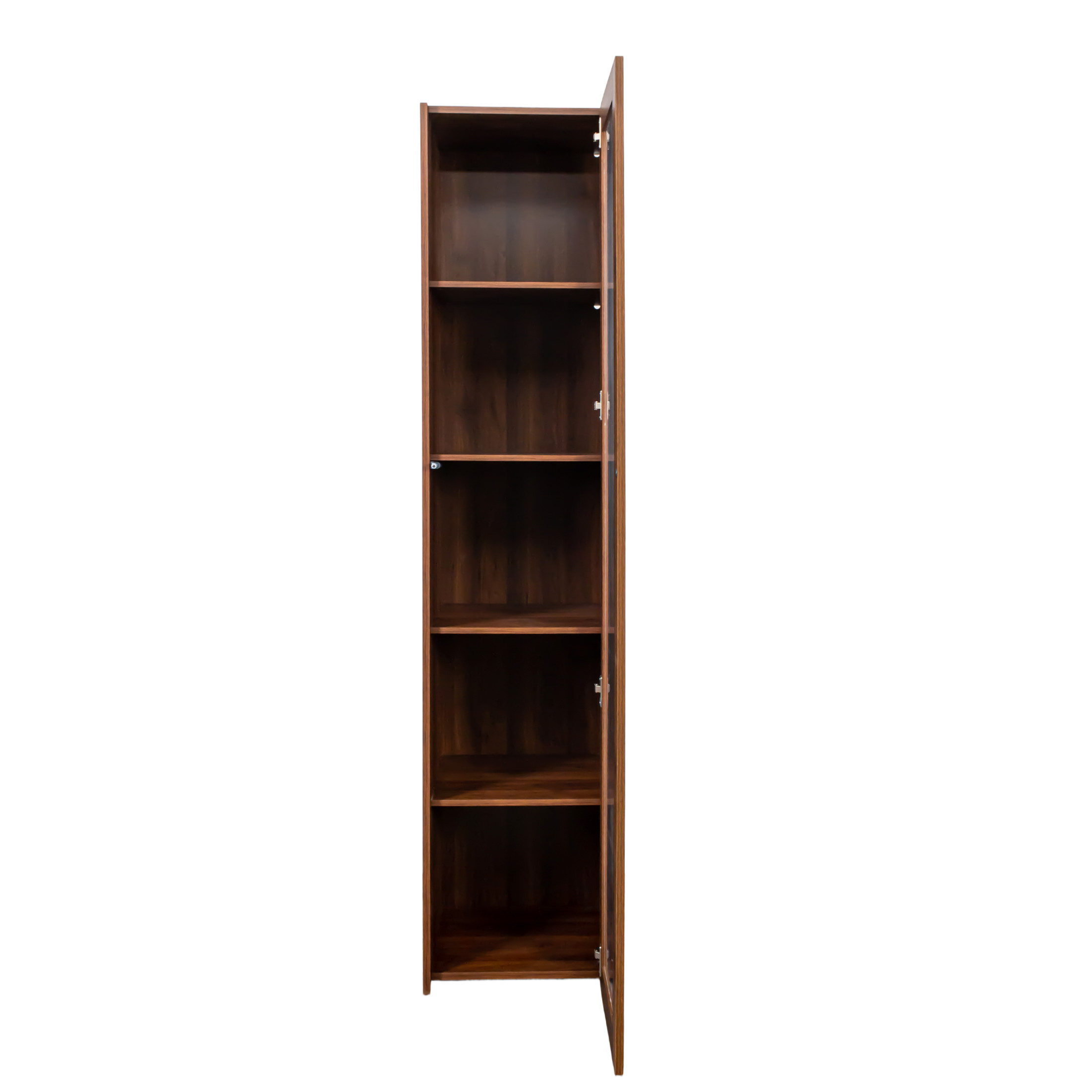 Noble House 5-Shelf Curio Display Cabinet with Acrylic Doors & LED Lighting, Modern Glass Bookcase, Walnut