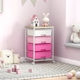 thumbnail image 2 of Rolling Storage Cart with 4 Drawers, KK KINGRACK Drawer Cart with Wooden Tabletop for Craft Office School Storage, Pink, 2 of 5