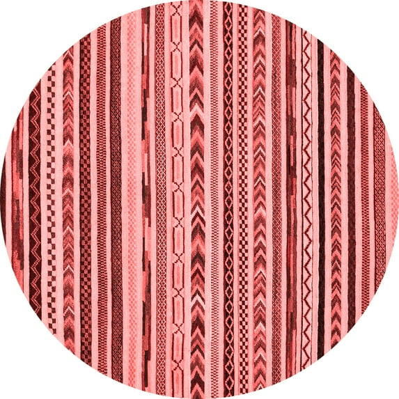 Ahgly Company Indoor Round Abstract Red Modern Area Rugs, 6' Round