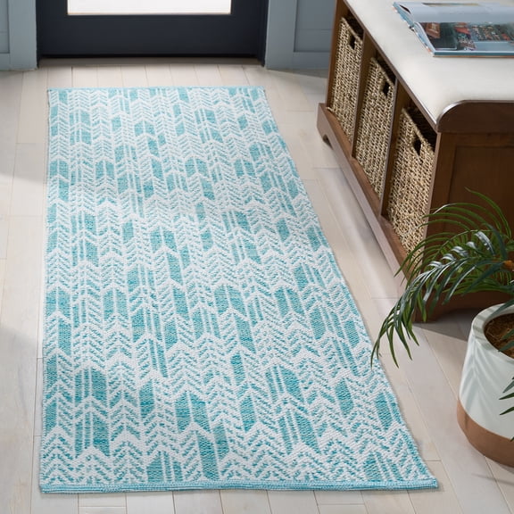 Safavieh Montauk Rhoda Geometric Runner Rug, Aqua/Ivory, 2'3" x 7'