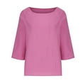 thumbnail image 4 of WREESH 2025 Fashion Tops Women Casual Long Sleeve Round-Neck Solid Blouse Shirt, 4 of 6