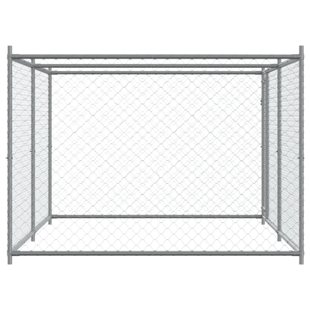 vidaXL Dog Cage Grey Galvanized Steel Large Durable Dog Cage