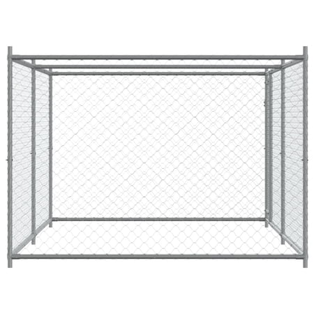 vidaXL 犬用ケージ ドア付き グレー 4x2x1.5 m 亜鉛メッキ鋼動物 ペット用品 ペット用品 犬用品 犬小屋・ドッグラン 代引不可