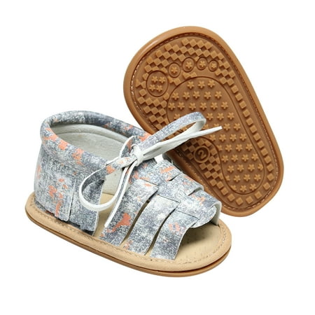 

kpoplk Toddler Sandals Girl Boys Girls Open Toe Camouflage Tie Dye Tassels Shoes First Walkers Baby First Walking Shoes(Grey)