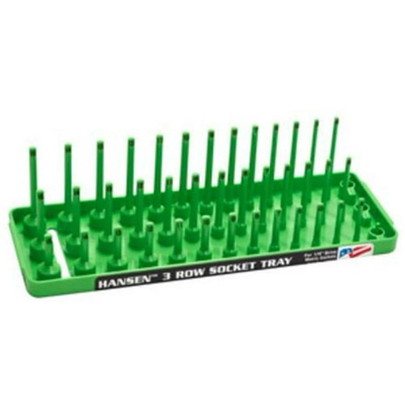 Hansen Global HR14043 0.25 in. 3 Row Drive Metric Socket Holder, XGreen
